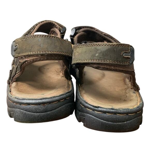 Jousen Mens 13 Brown Sandals Faux Leather Open Toe Hook Loop & Fastener Shoes - Picture 7 of 9